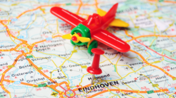 Plaatje met kaart kaart rondom Eindhoven airport
