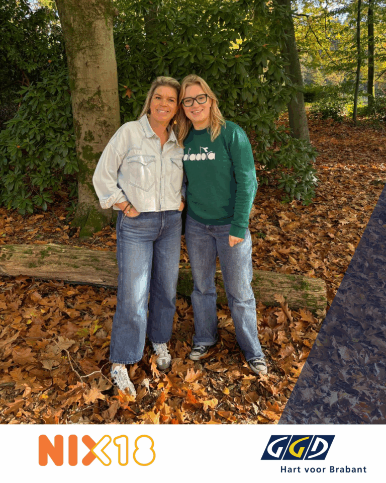Een foto van Frosja en Isabel met daaronder de logo's van NIX18 en GGD Hart voor Brabant