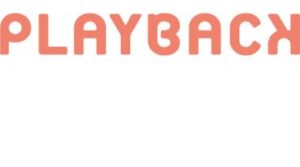 Logo Playback. Het logo van Playback bestaat alleen uit het woord playback
